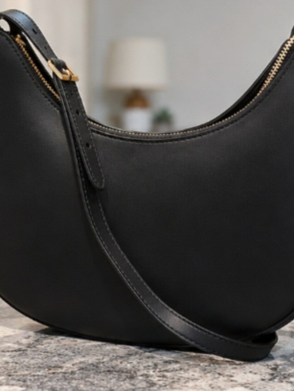 Italian Genuine Leather Crescent Shoulder Bag | Black Hob - Sleek Everyday Style
